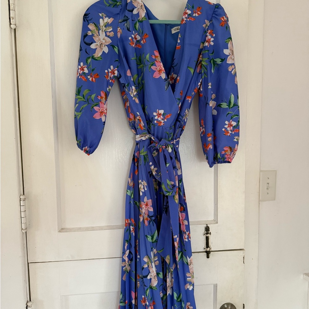 Floral Blue Wrap Dress